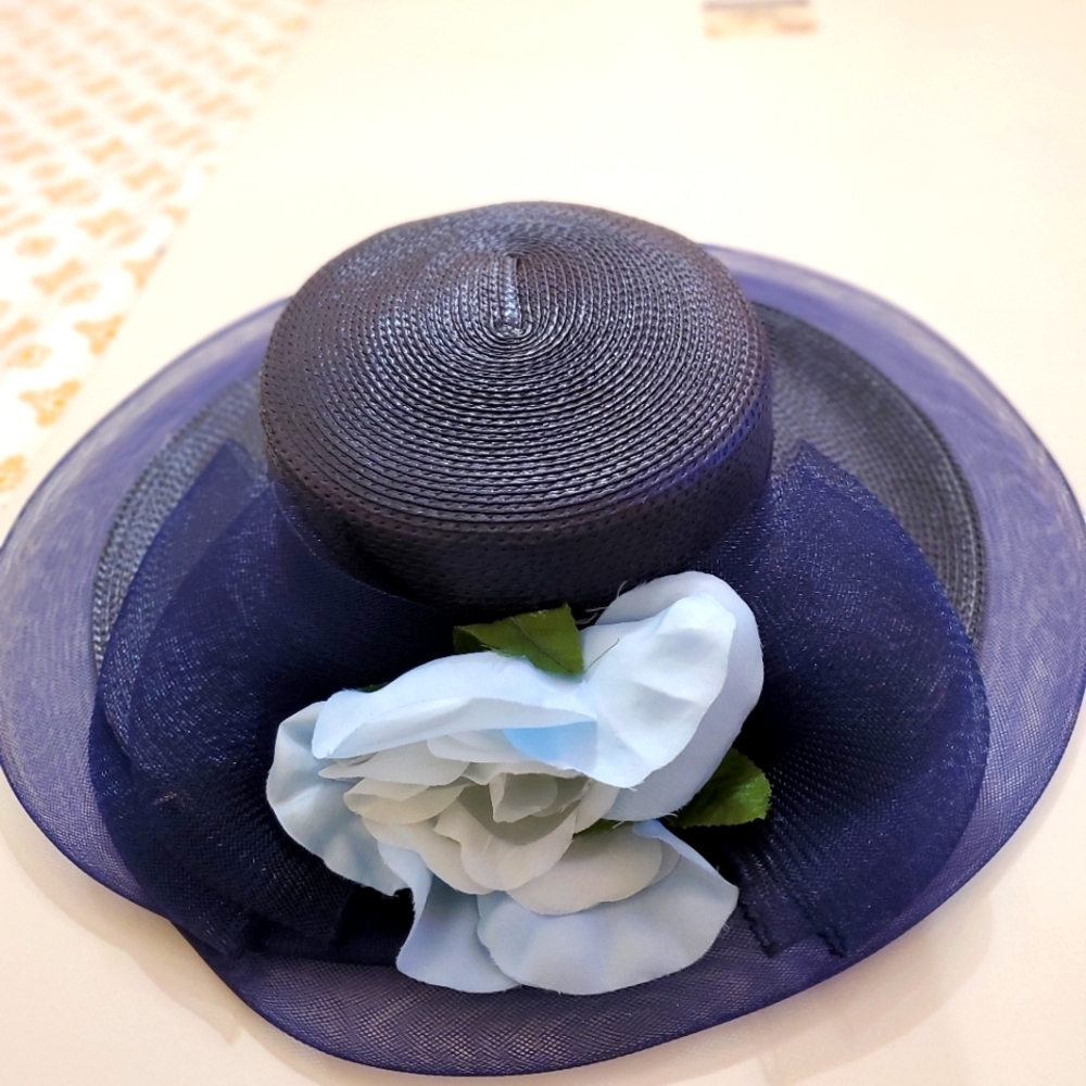 Navy blue women Straw Hat